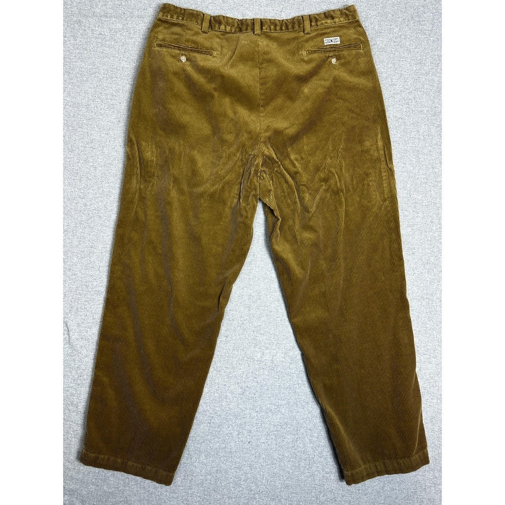 Polo Ralph Lauren Corduroy Pant Mens 38x30 Gold Double Pleat Made USA Wide Wale - Picture 2 of 9